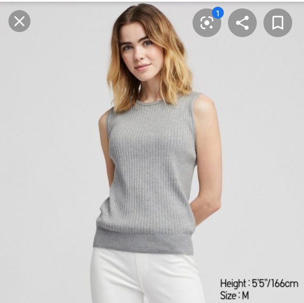Sleeveless Uniqlo Gray Ribbed Knit Sweater
